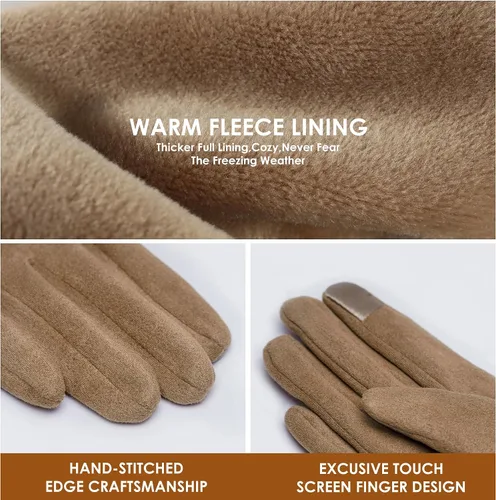 Miniatura 5 de Dsane Guantes de invierno para mujer, resistentes al viento, con forro polar, gruesos y cálidos