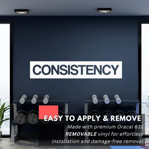 Miniatura 4 de My Vinyl Story - Adhesivo motivacional para pared, con texto en inglés "Consistency", decoración de vinilo para afirmación positiva, hogar, oficina
