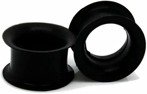 Miniatura 3 de 1 par (2 piezas) Túneles de ojo de silicona negra con doble llamarada, finos y suaves, flexibles 1036