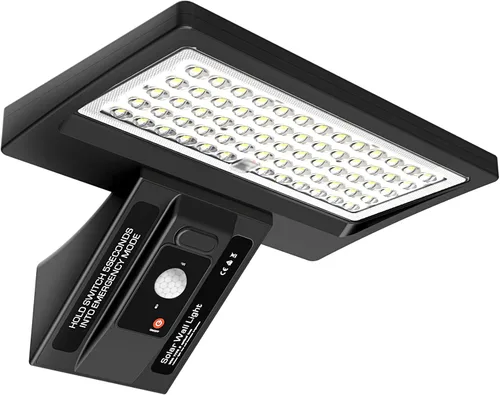 Miniatura 9 de Lámpara de pared solar para exteriores, 1050 lm IP65 impermeable tipo 2, lente óptica 104 LED, 3 modos de iluminación, luz de pared con sensor