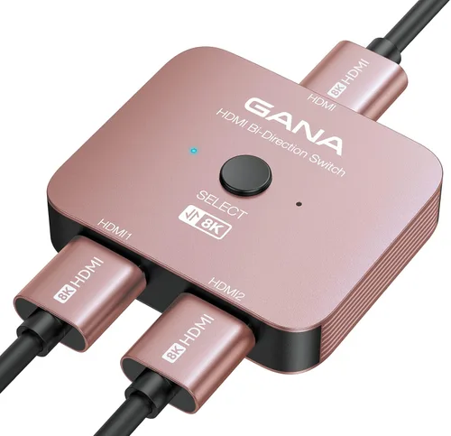 Miniatura 10 de GANA Interruptor HDMI 2.1, divisor de conmutador HDMI 8K bidireccional 2 en 1 salida, 4K @120Hz, 8K @60Hz, 48Gbps aluminio Ultra HD HDMI Hub Gris