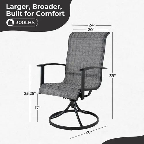 Miniatura 2 de Grand patio Juego de 2 sillas de comedor giratorias para exteriores, juego de balancines de malla de 360 grados para terraza, jardín trasero
