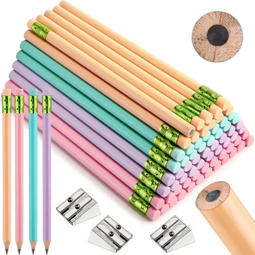 Miniatura 15 de Fainne Juego de 102 lápices jumbo para niños pequeños, 96 lápices grandes gruesos con borradores, 6 sacapuntas a granel para preescolar, jardín