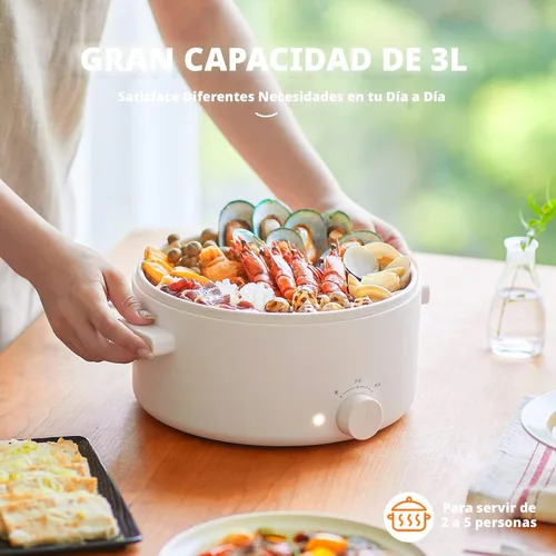 Miniatura 5 de Olla Caliente Eléctrica, Olla Eléctrica Portátil de 3L con Revestimiento Antiadherente de Cerámica, Cocina Romen Multifuncional de Doble Potencia