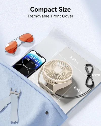 Miniatura 6 de Edvision Ventilador de escritorio USB, pequeño portátil de 5 pulgadas, 3 velocidades, potente mini ventilador de escritorio personal, rotación