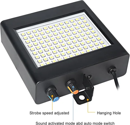 Miniatura 2 de Luz estroboscópica LED, 108 luces LED blancas intermitentes, flashbulb, estroboflash, estroboflash, cuerpo negro, uso para discoteca, salón