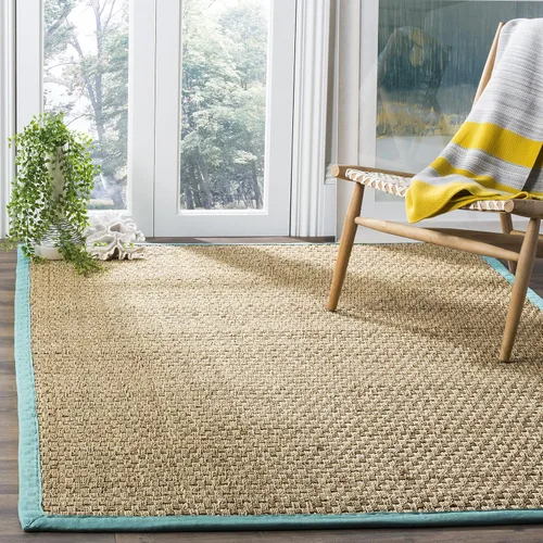 Miniatura 122 de Safavieh Natural Fiber NF114P - Alfombra redonda de hierba marina, tejido de canasta, con borde, de 244 cm, color gris Natural/ gris