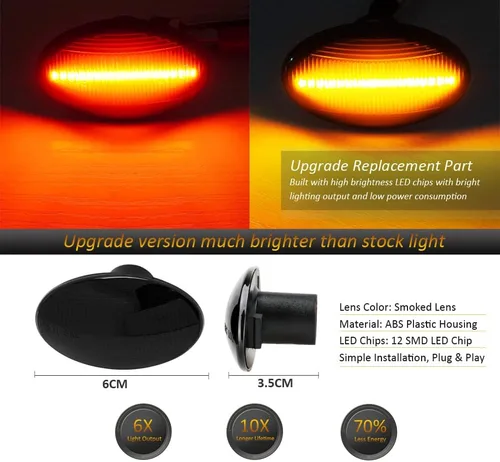 Miniatura 2 de D-Lumina Conjunto de Luces Marcadoras Laterales LED Ámbar y Rojo para Fo-rd F350 F450 F550 Super Duty 1999-2010 Guardabarros de Cama Dually, Lámpara