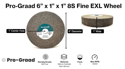 Miniatura 2 de EXL Rueda de Desbarbado - 6" x 1" x 1" 8S Fino - Carburo de Silicio - Rueda para Desbarbado, Acabado y Pulido de Metal - Convoluta - 09549-1 Pack
