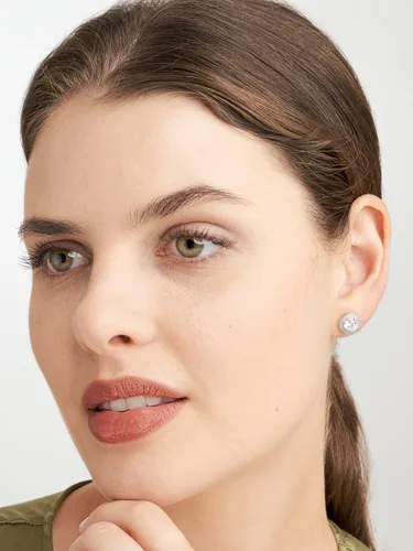 Miniatura 2 de Tienda Essentials Cubic Zirconia Classic Halo Stud Earrings in Sterling Silver