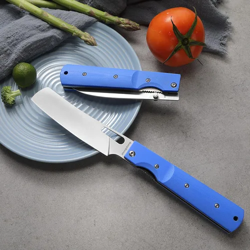 Miniatura 3 de ZhengSheng Cuchillo de chef plegable de 4.8 pulgadas, afilado 440A, hoja de acero inoxidable G10, mango de bolsillo, cuchillo de cocina plegable