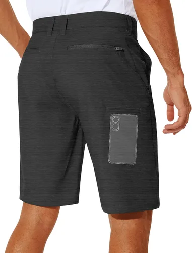 Miniatura 2 de PULI Vestido corto de golf elástico para hombre, de secado rápido, casual, ligero, frente plano, de 10 pulgadas, pantalones cortos híbridos