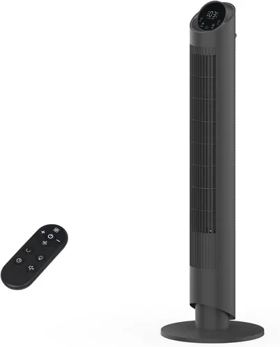 hykolity Ventilador de torre para dormitorio, ventilador oscilante de 90°, ventilador de piso ultra silencioso de 28 dB con control remoto,