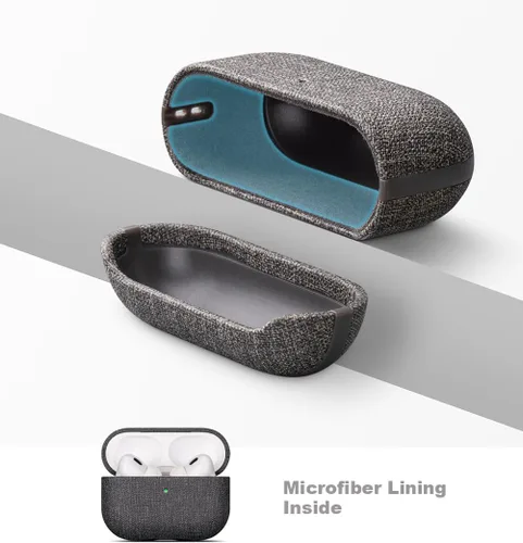 Miniatura 5 de LOPIE Funda para AirPods Pro de 2ª generación, hecha a mano para AirPods Pro 2 con cordón, hecha de cuero vegano, estilo lona, cubierta protectora