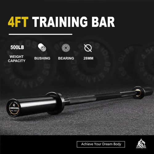 Miniatura 2 de LIONSCOOL Barra prémium de 4 pies/4.9 pies/6 pies para entrenamiento de fuerza y levantamiento de pesas olímpico, barra de 2 pulgadas