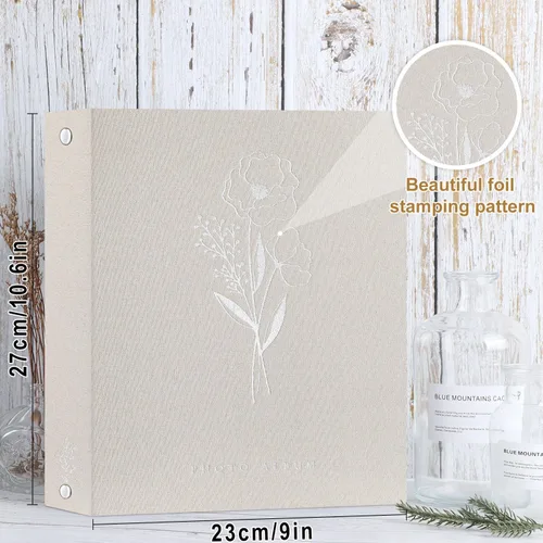 Miniatura 2 de Lanpn Álbum de fotos de 8 x 10 pulgadas, tapa dura de lino, sin ácidos, bolsillo de carga superior, libro de fotos con mangas que tiene capacidad