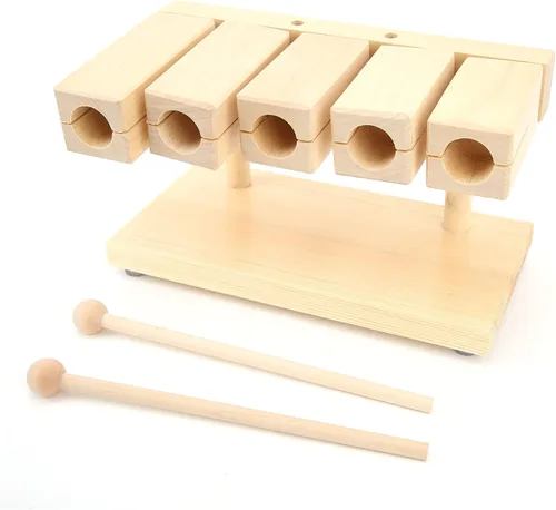 Miniatura 9 de Juego de bloques de percusión de madera con martillo, instrumento musical de 5 tonos para aula, yoga, templo, folk, conjunto