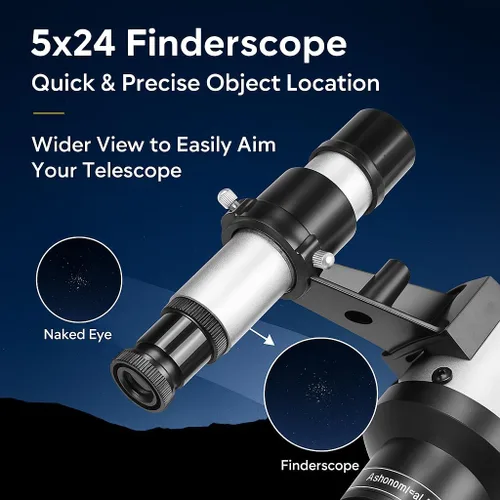 Miniatura 4 de BARSKA Starwatcher telescopio refractor de 400 x 70 mm con trípode de mesa y funda de transporte