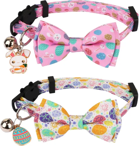 Miniatura 6 de ADOGGYGO Collar de gato de otoño con cascabel de corbata de moño extraíble, paquete de 2 hojas de otoño para Acción de Gracias collar de moño