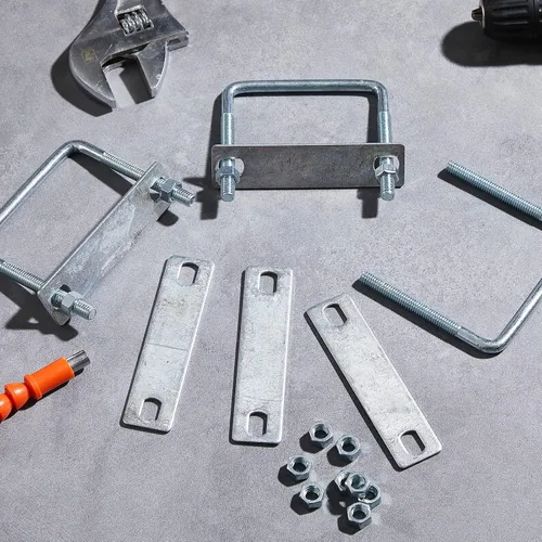 Miniatura 7 de Zonon 6 piezas de pernos en U cuadrados de 3/8'' x 3-5/8'' x 4'' con placas de marco y tuercas, pernos de abrazadera en U galvanizados en zinc