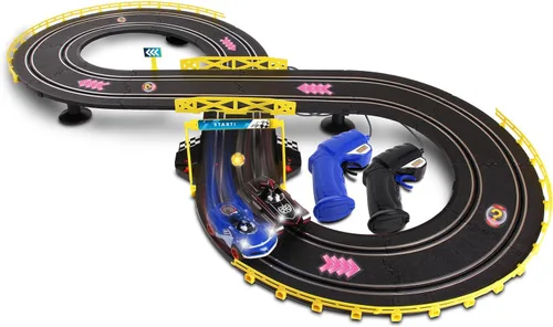 NKOK Sonic and Shadow - Juego de pista de carreras con luces que funcionan, contador de vueltas, pista de autos de ranura en forma de figura-8,