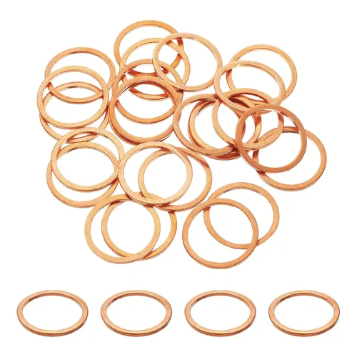 Miniatura 9 de uxcell 75 anillos de sellado de arandela plana M36 de cobre, 1.417 in ID 1.654 in OD 0.059 in de grosor, arandelas de trituración de cobre, junta