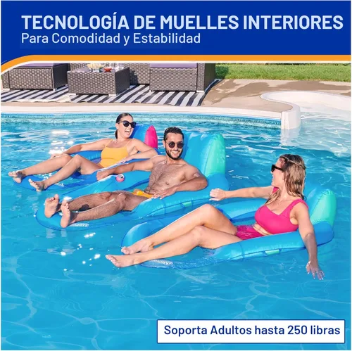 Miniatura 4 de SwimWays Spring Float - Tumbona reclinable prémium para piscina, flotadores inflables para adultos con inflado rápido para edades de 15 años