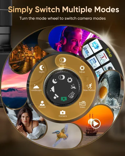 Miniatura 12 de Cámara digital 4K para fotografía con WiFi, enfoque automático de 64 MP de 3 pulgadas, pantalla abatible de 180°, cámara de vlogging con zoom 16X