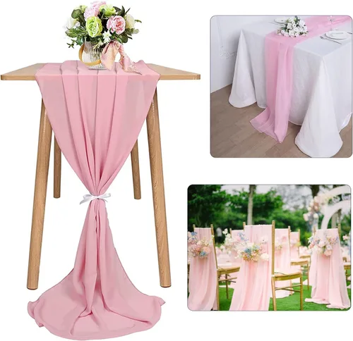 Miniatura 3 de Camino de mesa de gasa de 10 pies, 27 x 120 pulgadas, romántica tela transparente para decoraciones de boda, baby shower, fiesta de cumpleaños