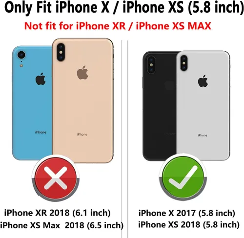 Miniatura 2 de Funda para iPhone X, iPhone Xs, cubierta de lente de cámara deslizante integrada+soporte de anillo de dedo+protector de pantalla, resistente a Negro