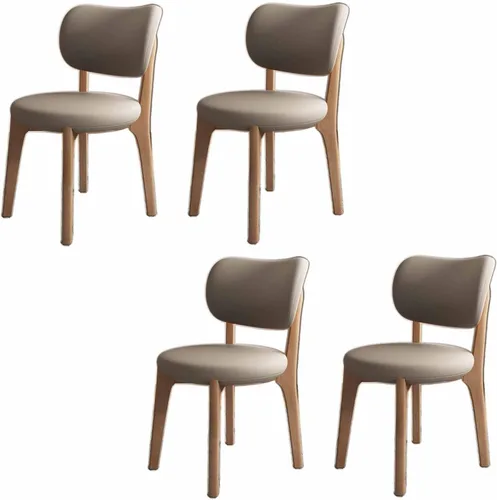 Miniatura 32 de Juego de 2 sillas de comedor tapizadas de cuero suave, sillas de comedor de madera maciza, con asiento acolchado y patas de madera para cocina, sala