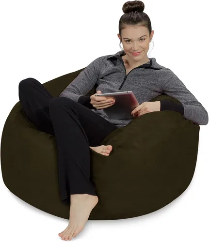 Miniatura 4 de Sofa Sack - Sillón puff: Puff de espuma viscoelástica de 3 pies, sofá mediano con funda de microfibra suave, color verde cocodrilo Microsuede