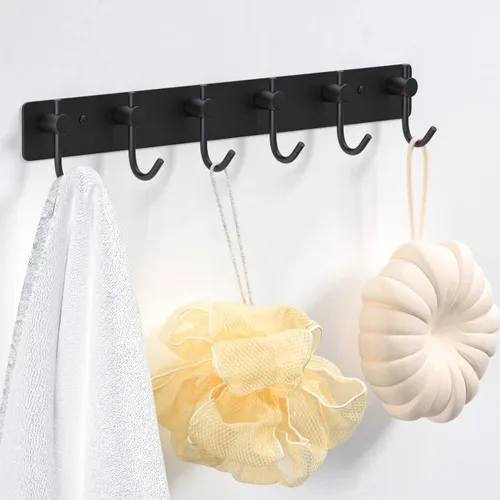 Miniatura 4 de VAEHOLD Perchero resistente de pared para colgar abrigos, ropa, batas, toallas y sombreros, con 3 ganchos, color negro
