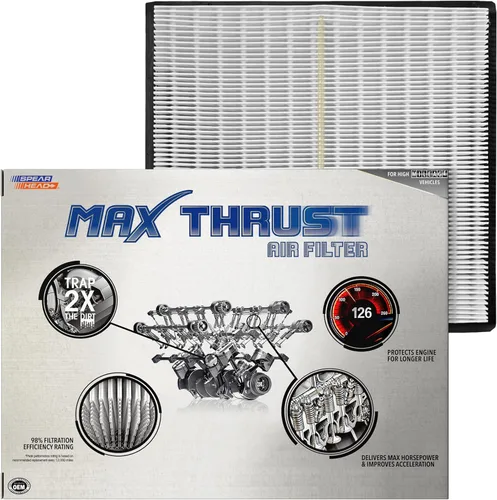Miniatura 53 de Filtro de aire de motor Spearhead MPG Defense Max Thrust para vehículos de todo kilometraje, se adapta como el OEM, restaura MPG y aceleración