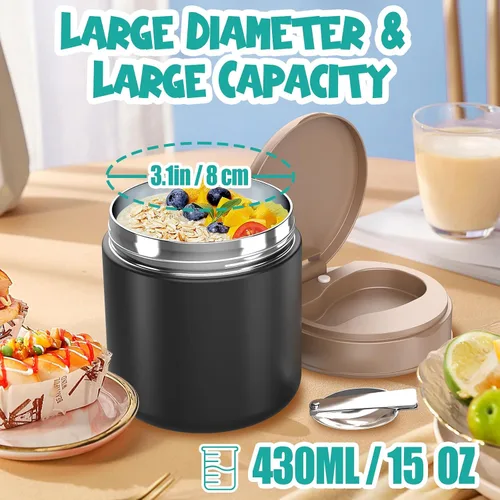 Miniatura 2 de Termo para comida caliente para niños – 15.2 onzas, tarro de comida aislado a prueba de fugas, termo de sopa, recipientes de almuerzo aislados