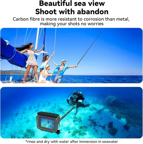 Miniatura 6 de TELESIN G3 Extensión Selfie Stick Pole (118"/3M 100% fibra de carbono), monopié de luz invisible para DJI Osmo Nano 360 Action 6 5 Pro 4 Pocket 3 4