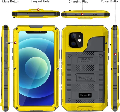 Miniatura 7 de Beasyjoy Funda para iPhone 12, resistente al agua, con protector de pantalla integrado, funda protectora resistente de cuerpo completo, grado