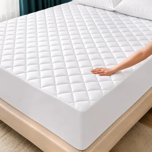 Utopia Bedding - Cubrecolchón acolchado (tamaño Queen), protector de colchón elástico y ajustable, protector y funda con bolsillo profundo que se