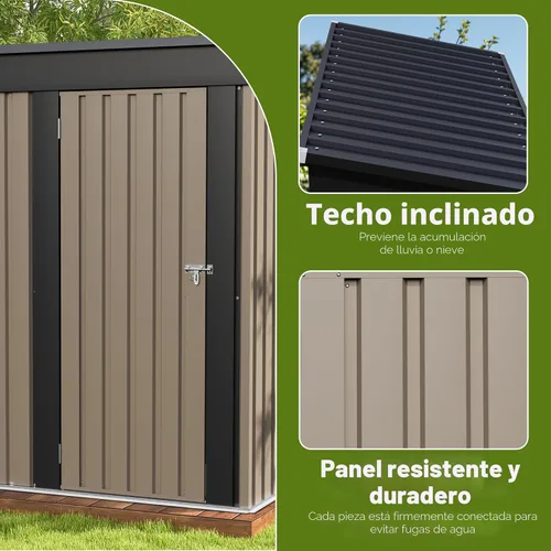 Miniatura 4 de Patiowell Cobertizo de almacenamiento al aire libre de 5 x 3 pies, cobertizo de herramientas con techo inclinado y puerta con cerradura, cobertizo