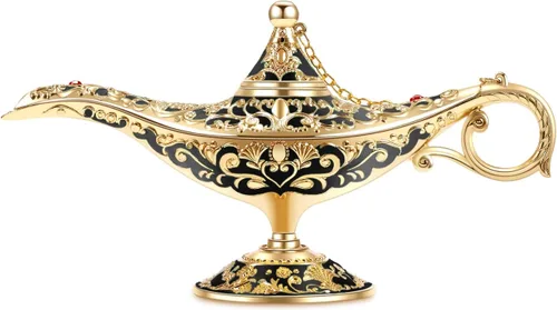 Lámpara Mágica de Genio de Aladino Vintage Edición de Coleccionista / Decoración de Mesa de Boda, Coleccionable Accesorios Árabes Clásicos Raros
