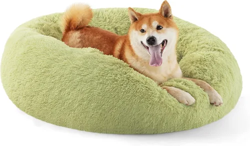 Miniatura 97 de Bedsure - Cama relajante para perro mediano, lavable, tipo dona, cama para gato, antideslizante, redonda, afelpada, mullida, de piel sintética