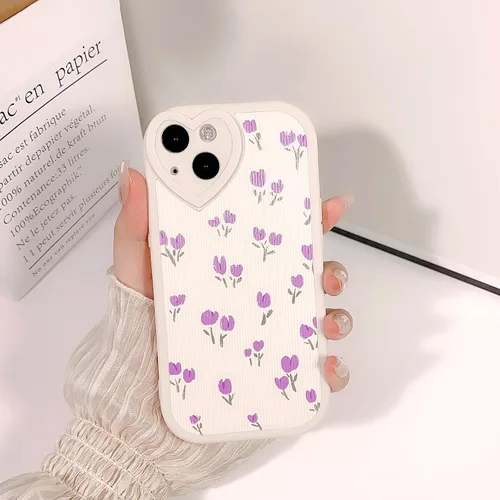 Miniatura 2 de Lovmooful Funda compatible con iPhone 13, diseño floral con lente de amor, protector de parachoques para niñas y mujeres, TPU suave a prueba