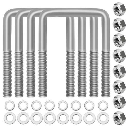 Miniatura 7 de 4 juegos de pernos en U cuadrados de acero inoxidable 304, pernos en U de 3 pulgadas de ancho, 1/2" D x 3-1/16" W x 4-5/16" L pernos en U