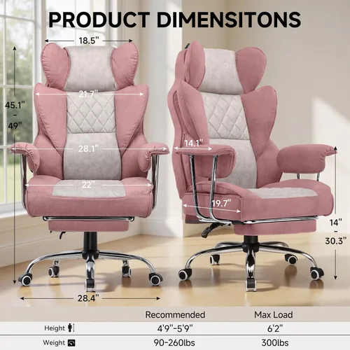 Miniatura 3 de COMHOMA Silla de Juegos Grande y Alta con Soporte Lumbar de Resorte de Bolsillo, Silla de Oficina Ergonómica con Reposapiés, Silla de Escritorio