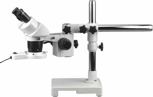 Miniatura 6 de AmScope Microscopio estéreo binocular SW-3B13, oculares WH10x, aumento 10X y 30X, objetivo 1X/3X, soporte de brazo único