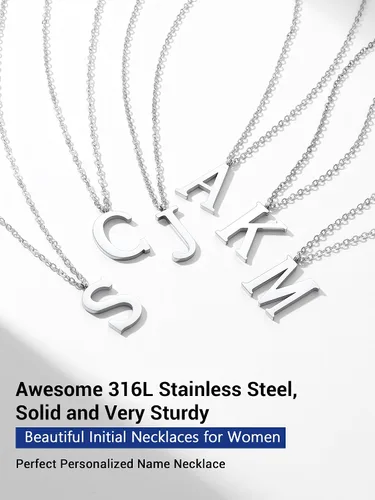 Miniatura 7 de PROSTEEL Collares con inicial para mujer, chapado en oronegro, acero inoxidable 316 A-Z, joyería con nombre, ajustable de 20 a 22 pulgadas, viene