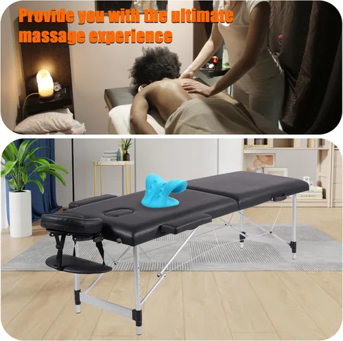 Miniatura 3 de VIRRMO Mesa de Masaje Portátil con Estirador de Cuello, Cama de Masaje Ligera de 84 Pulgadas, Cama Ajustable para Pestañas, Mesa de Tatuaje