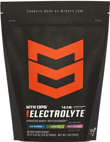 Miniatura 15 de MTN OPS Hydrate Electrolytes - Mezcla de bebida en polvo, 20 paquetes de electrolitos individuales para llevar con más de 1000 mg de electrolitos