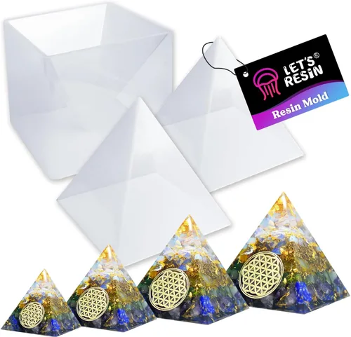 LET'S RESIN Moldes piramidales para resina, moldes grandes de pirámide de silicona, moldes de resina de silicona para regalos conmemorativos de