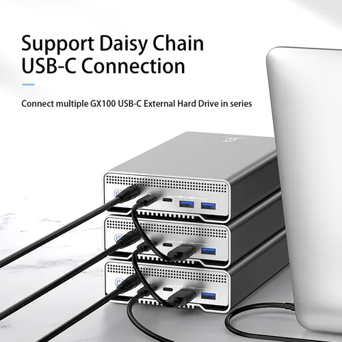 Miniatura 3 de GX100 - Disco duro externo USB 3.2 Gen 2 (10Gbps) de 12 TB con concentrador USB para Windows o MacOS Desktop PC/Laptop